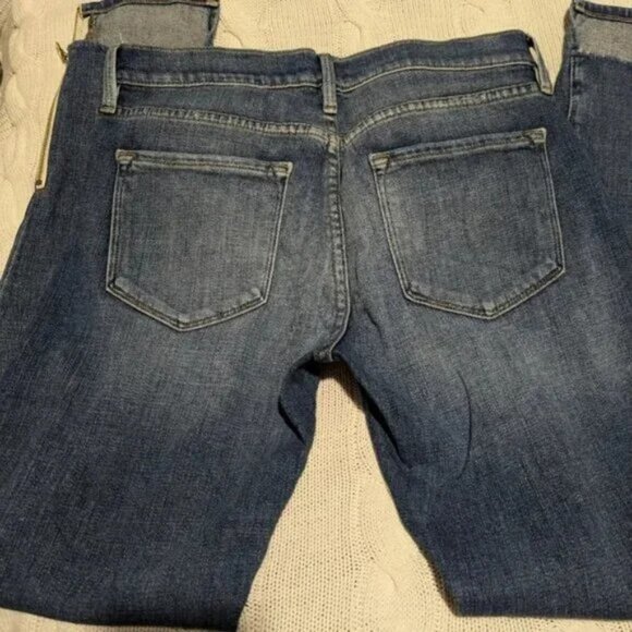 Frame Women's Denim Jeans Le Garcon Zippered High Low Leg Size 25 - Picture 4 of 5